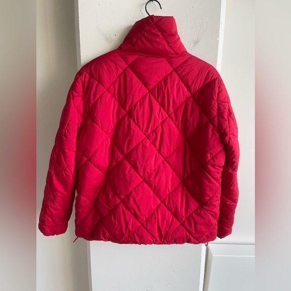 LOFT Quilted Puffer Jacket in Red Size M - Picture 3 of 8